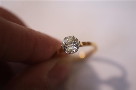 A 18ct and platinum solitaire diamond ring, size Q.